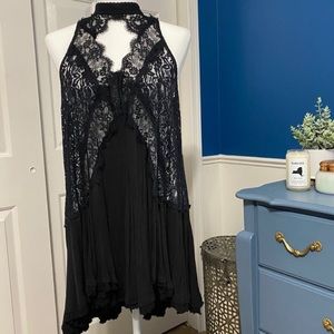 NWT Free People Tell Tale Black Lace Dress